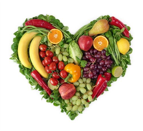Heart made of fruits and vegetables